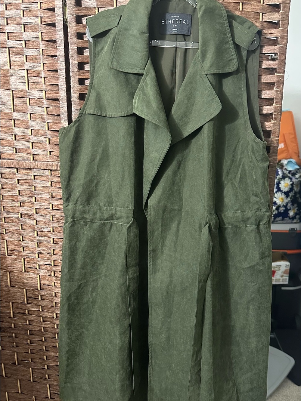 ETHEREAL Olive Sleeveless Utility Dress
